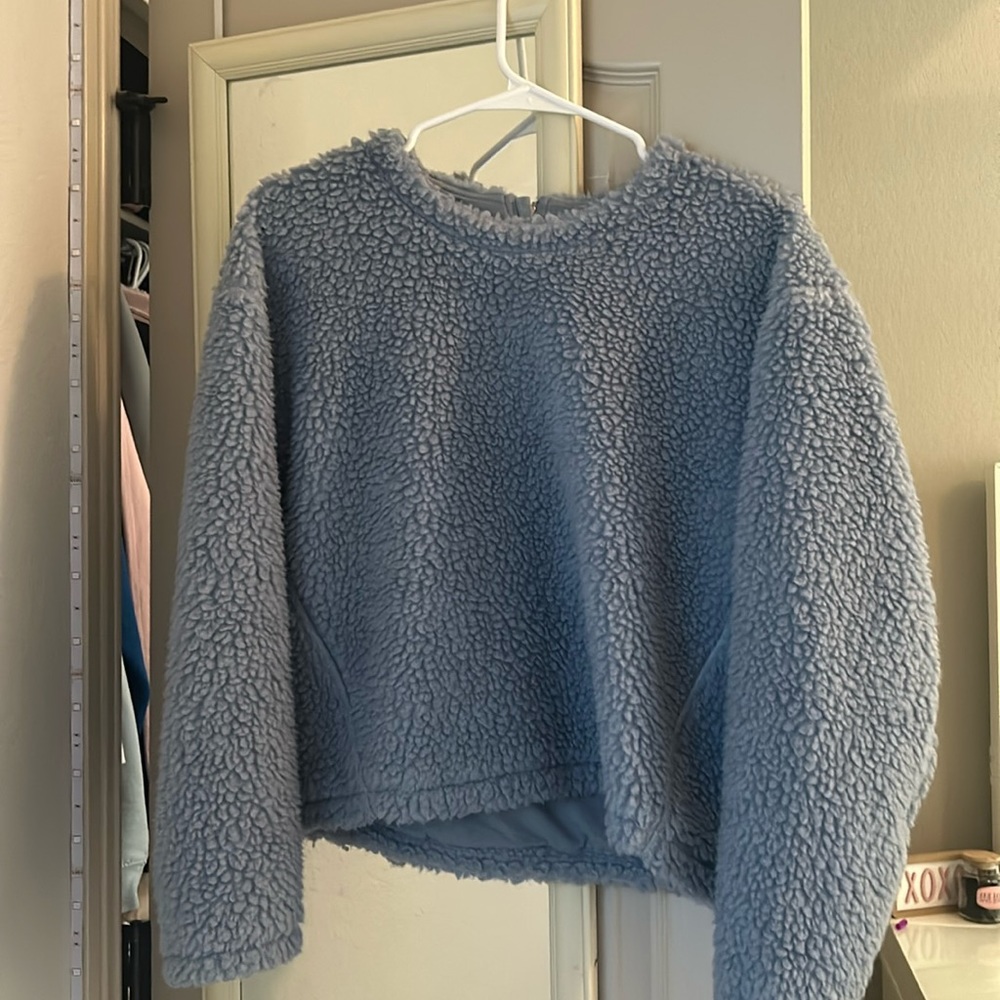 Lululemon Wool Whenever Crew Sweatshirt Size 4 Chambray Blue Sherpa Fleece